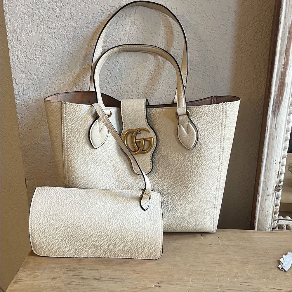 Gucci Cream Tote and Clutch Set